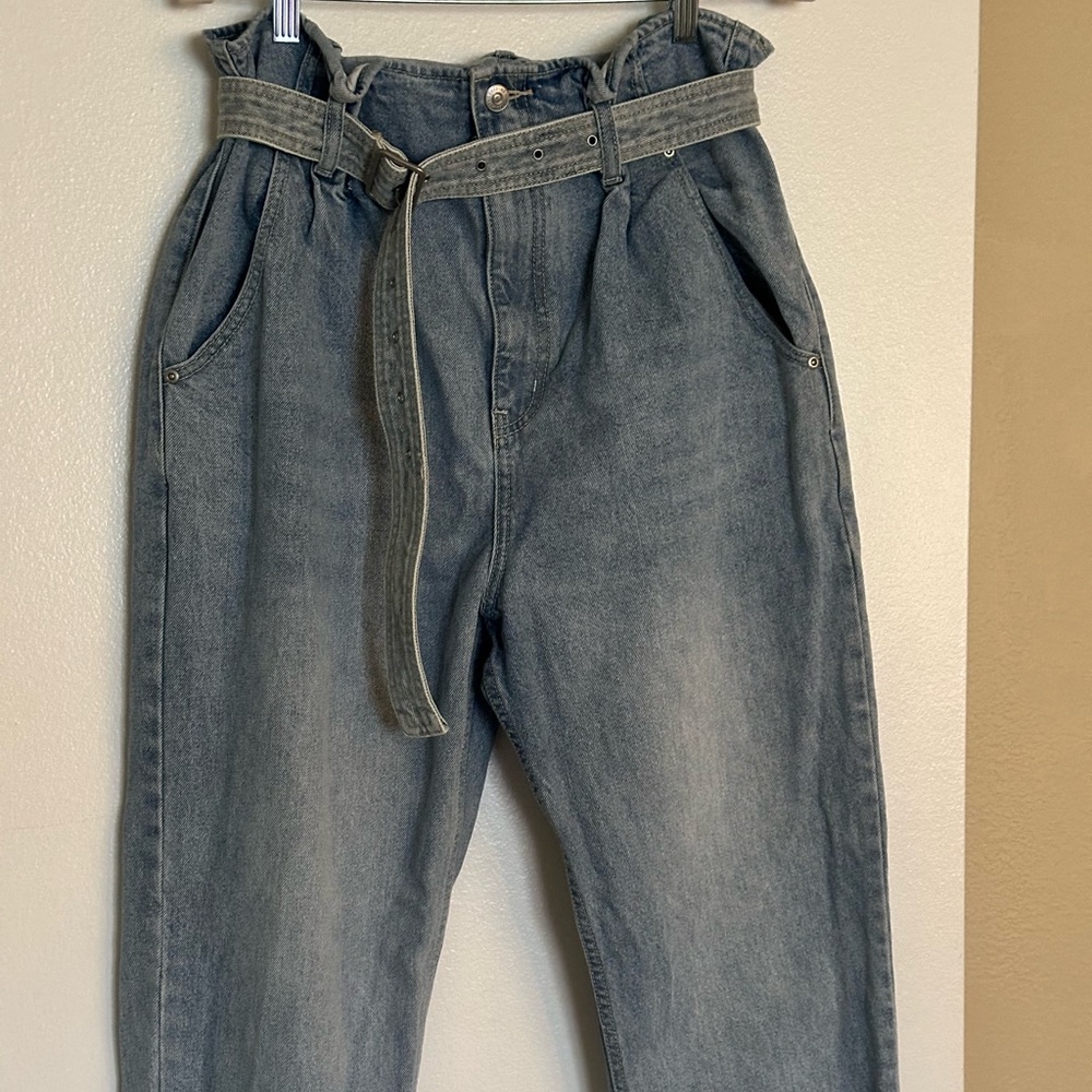 Free People 100% Cotton High Rise Light Blue Jeans